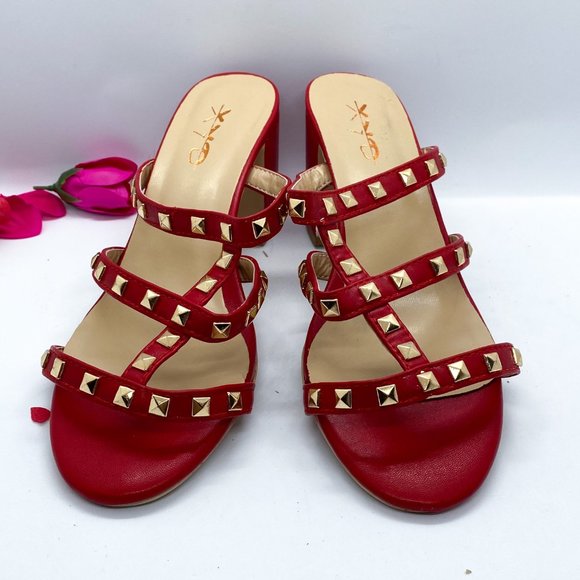 XYD Open Toe High Chunky Heel Slide Mule Sandals - Picture 2 of 7